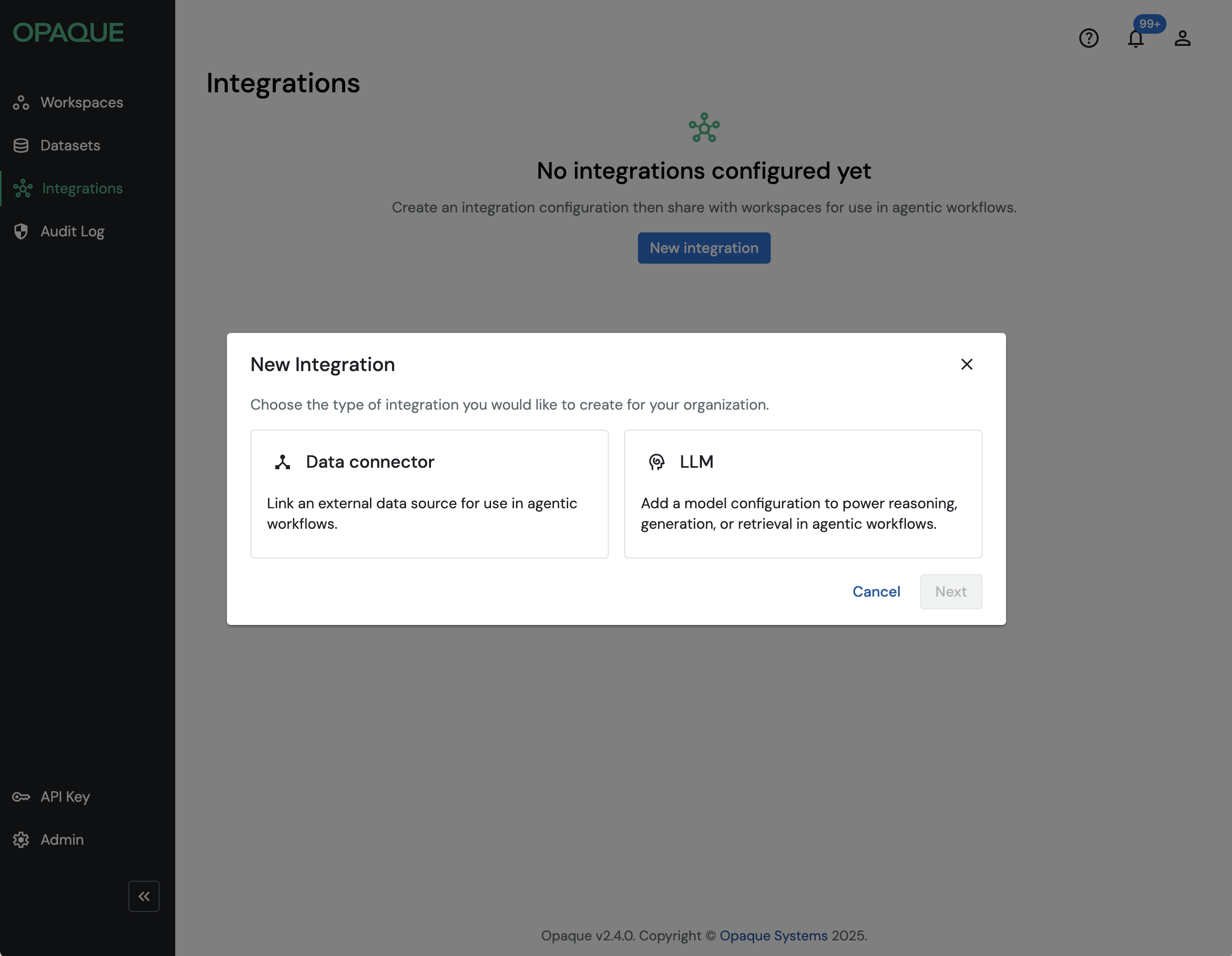 Choose an integration type.