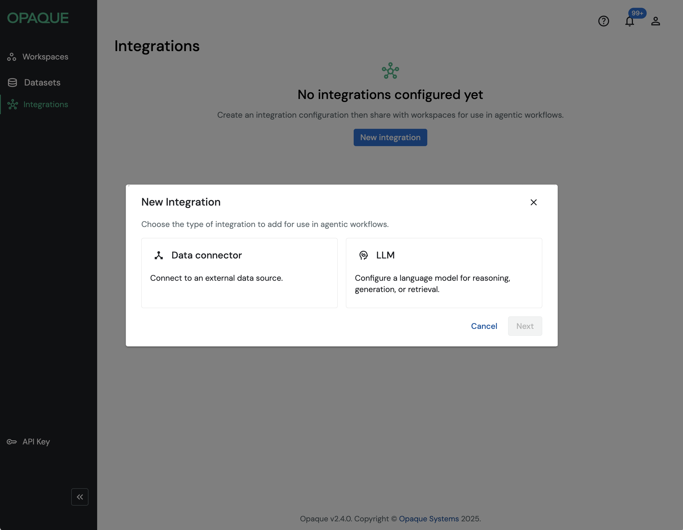 Choose an integration type.